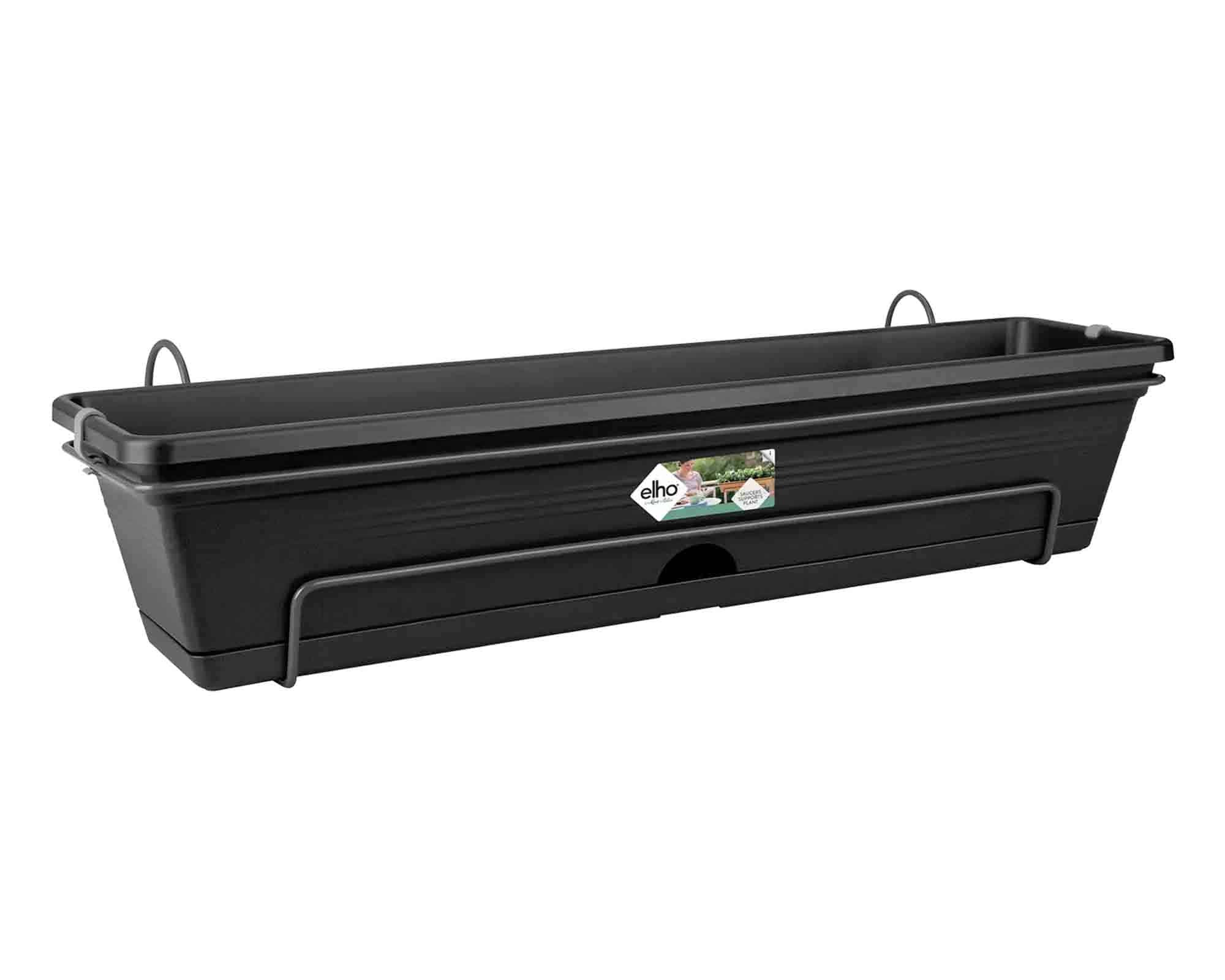 Balconetta con Supporto Trough Allin Nero 70x26x17cm in Plastica Riciclato - Elho - immagine 2