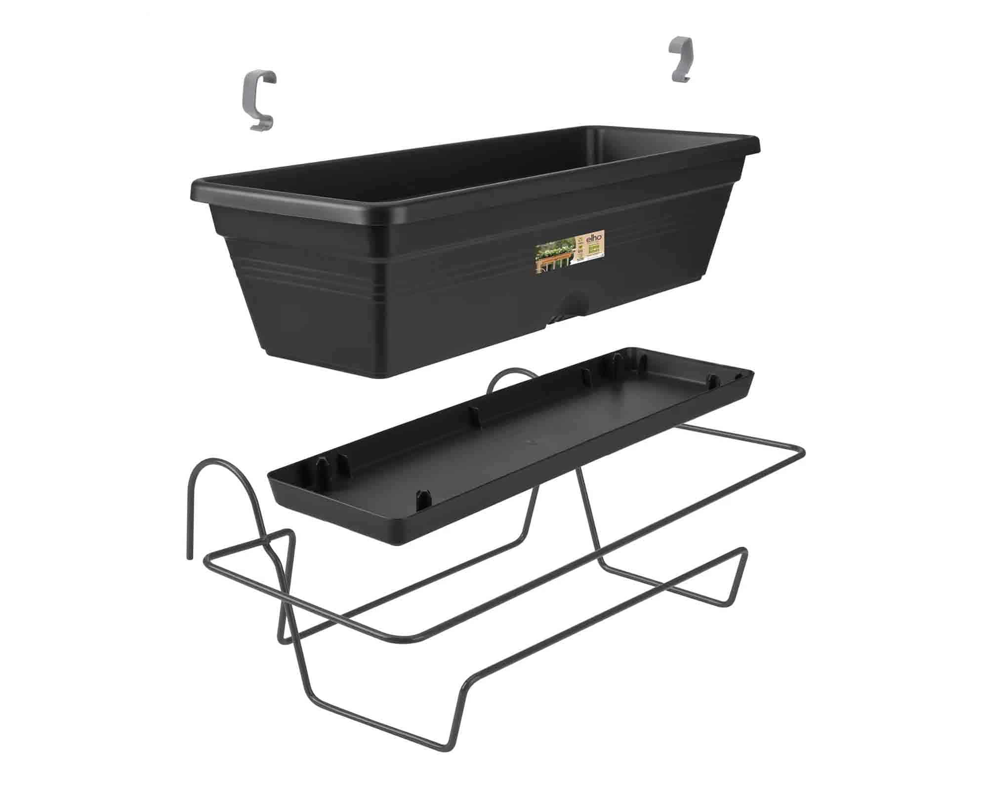 Balconetta con Supporto Trough Allin Nero 70x26x17cm in Plastica Riciclato - Elho - immagine 4