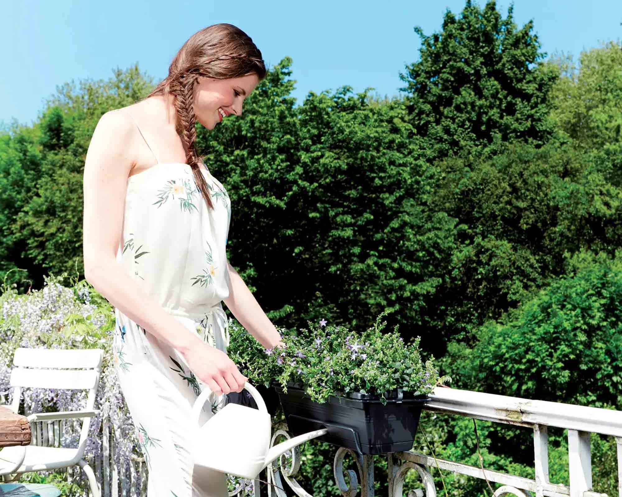 Balconetta con Supporto Trough Allin Nero 70x26x17cm in Plastica Riciclato - Elho - immagine 6