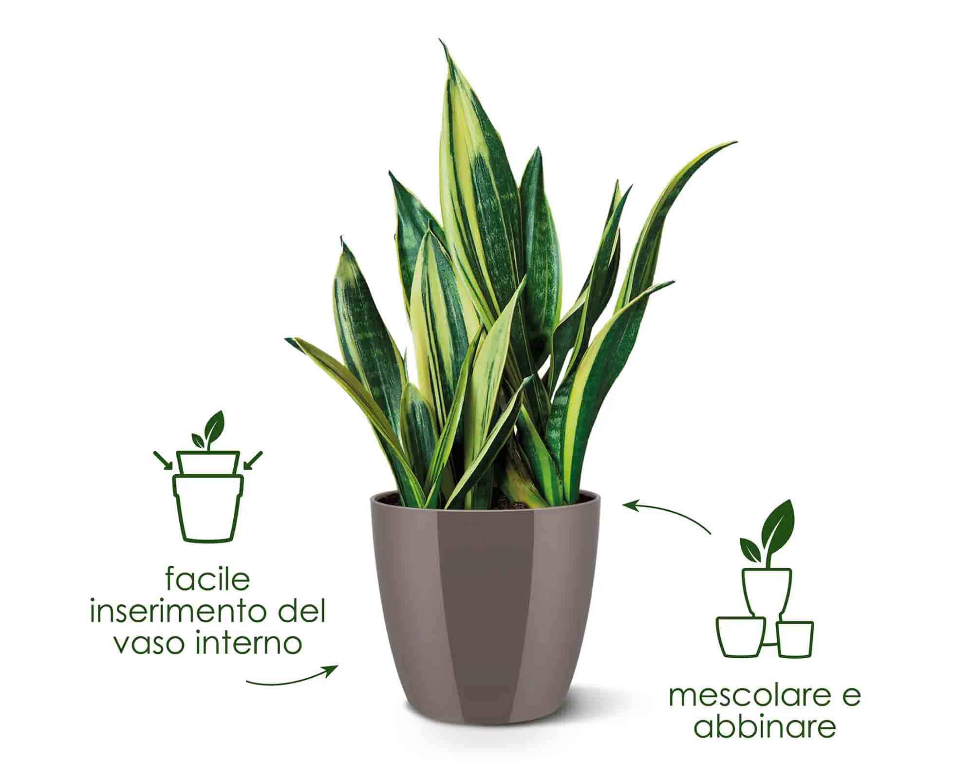 Cachepot Rotondo Brussels Diamond Rosso D22x20cm in Plastica Riciclato - Elho - immagine 6