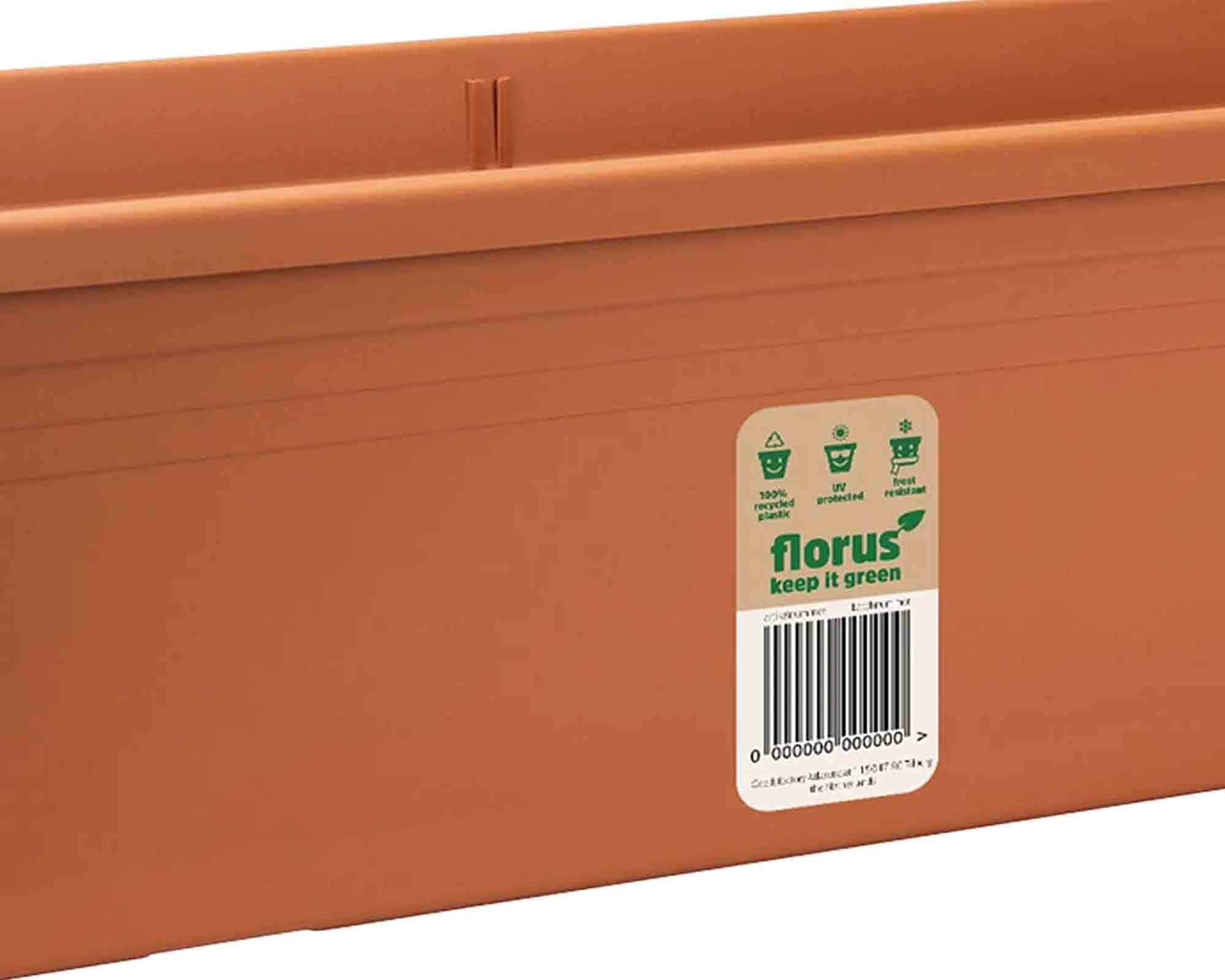 Fioriera Trough Terracotta 50cm in Plastica Riciclato - Elho - immagine 2