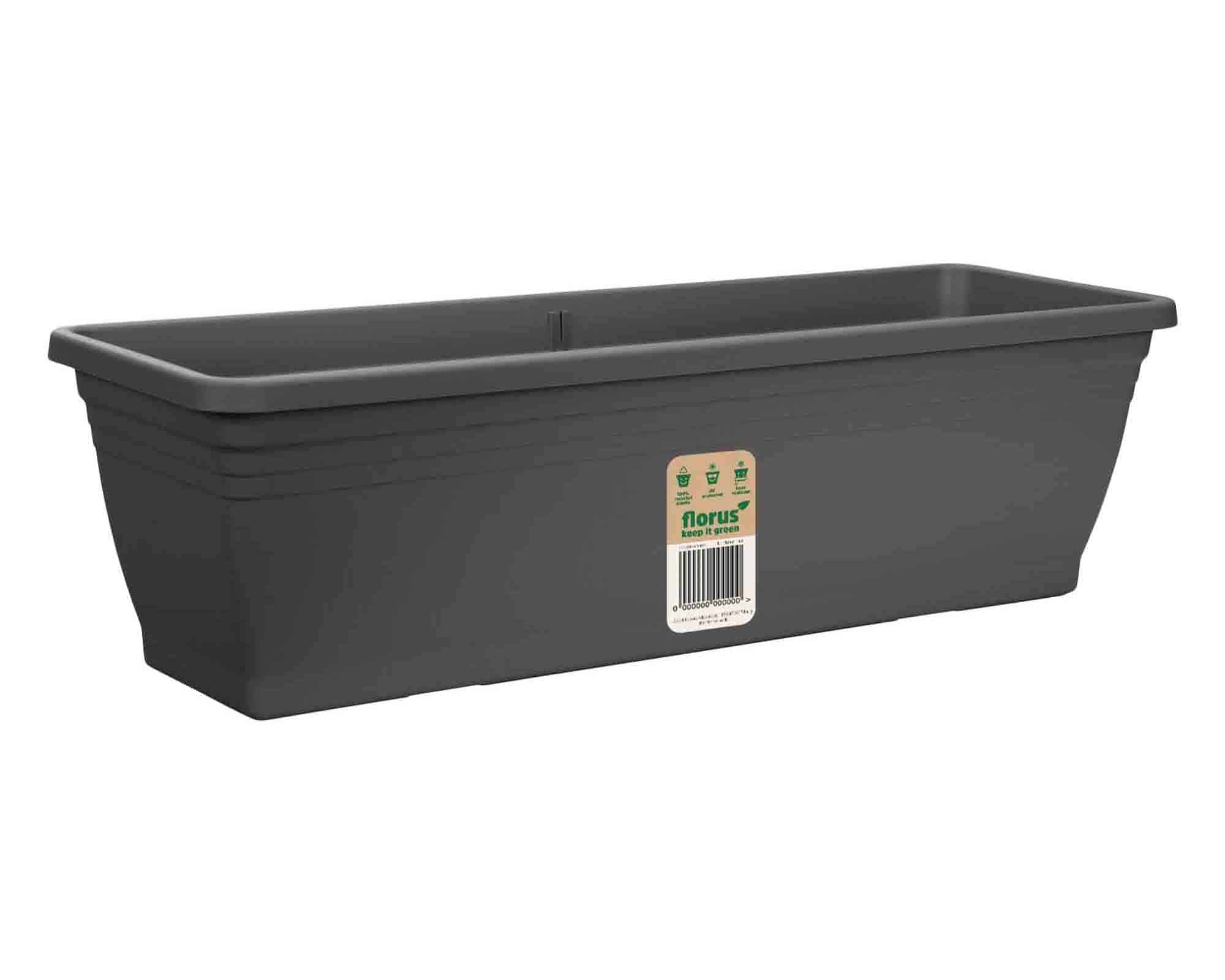 Fioriera Trough Antracite 50cm in Plastica Riciclato - Elho - immagine 2