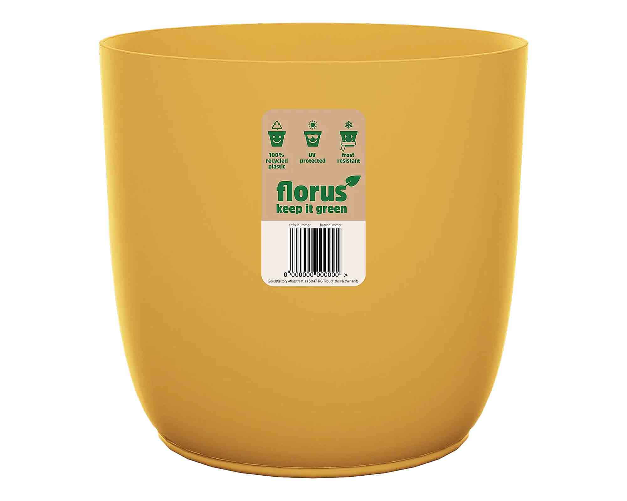 Cachepot Flow Mustard D18cm in Plastica Riciclato - Elho