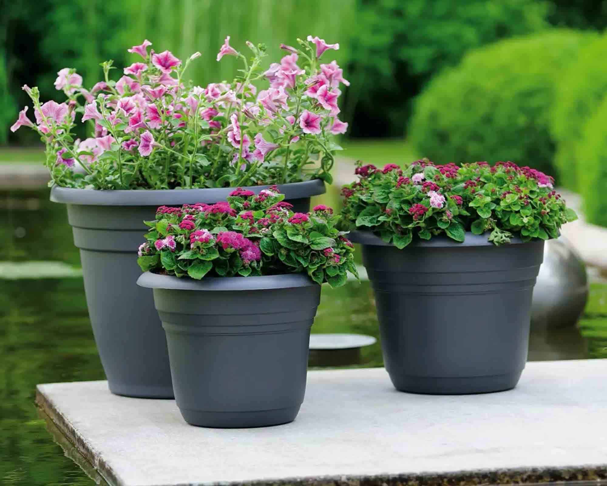 Vaso Campana Mediterran Antracite D55cm in Plastica Riciclata - Elho - immagine 4