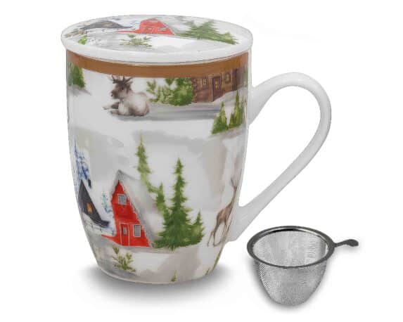 Tazza per Tisana con Paesaggio Natalizio Assortito D8,5×11,5cm in Porcellana – Arca