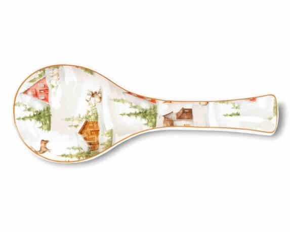 Poggiamestolo con Paesaggio di Natale 29x11x2h in Porcellana – Arca