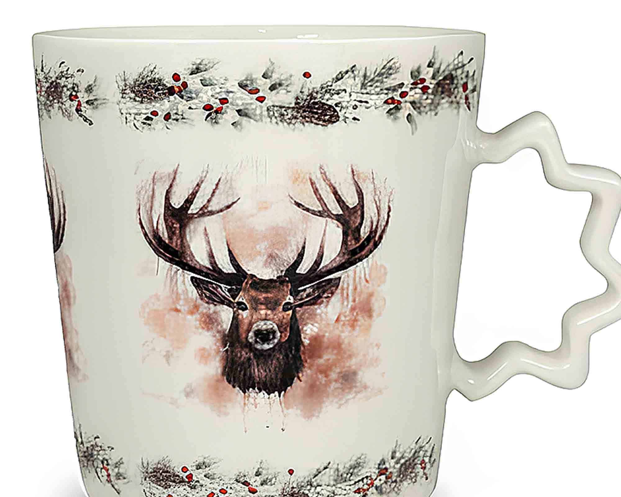 Tazza Decorazioni di Natale con Manici a forma di Stella D15x10cm Assortito in Porcellana - Arca - immagine 3