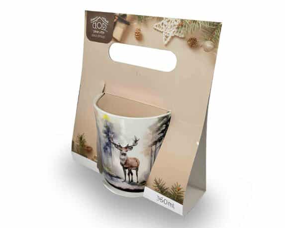 Tazza Decorazioni di Natale con Manici a forma di Stella D15x10cm Assortito in Porcellana – Arca