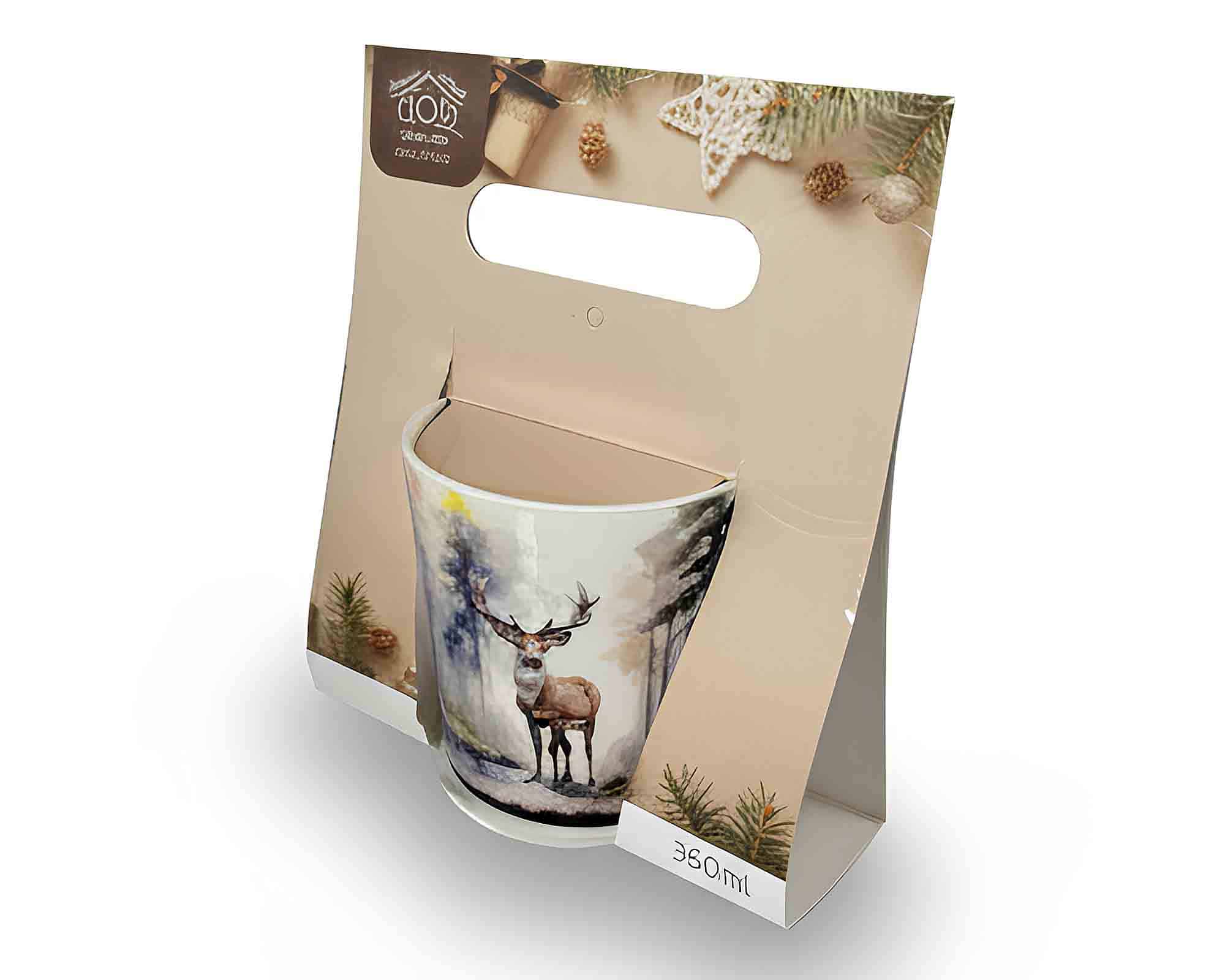 Tazza Decorazioni di Natale con Manici a forma di Stella D15x10cm Assortito in Porcellana - Arca