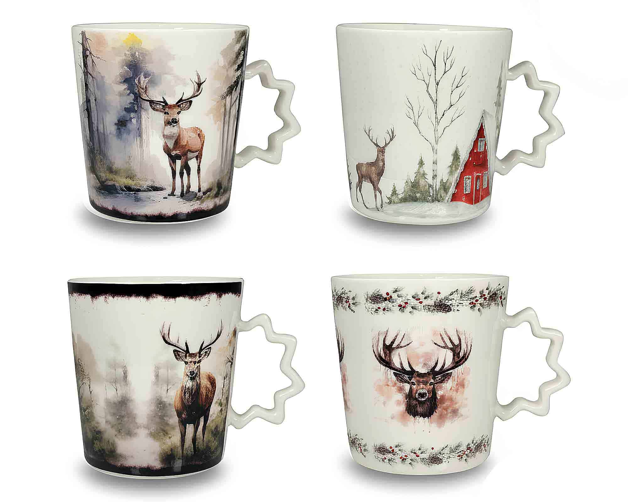 Tazza Decorazioni di Natale con Manici a forma di Stella D15x10cm Assortito in Porcellana - Arca - immagine 2