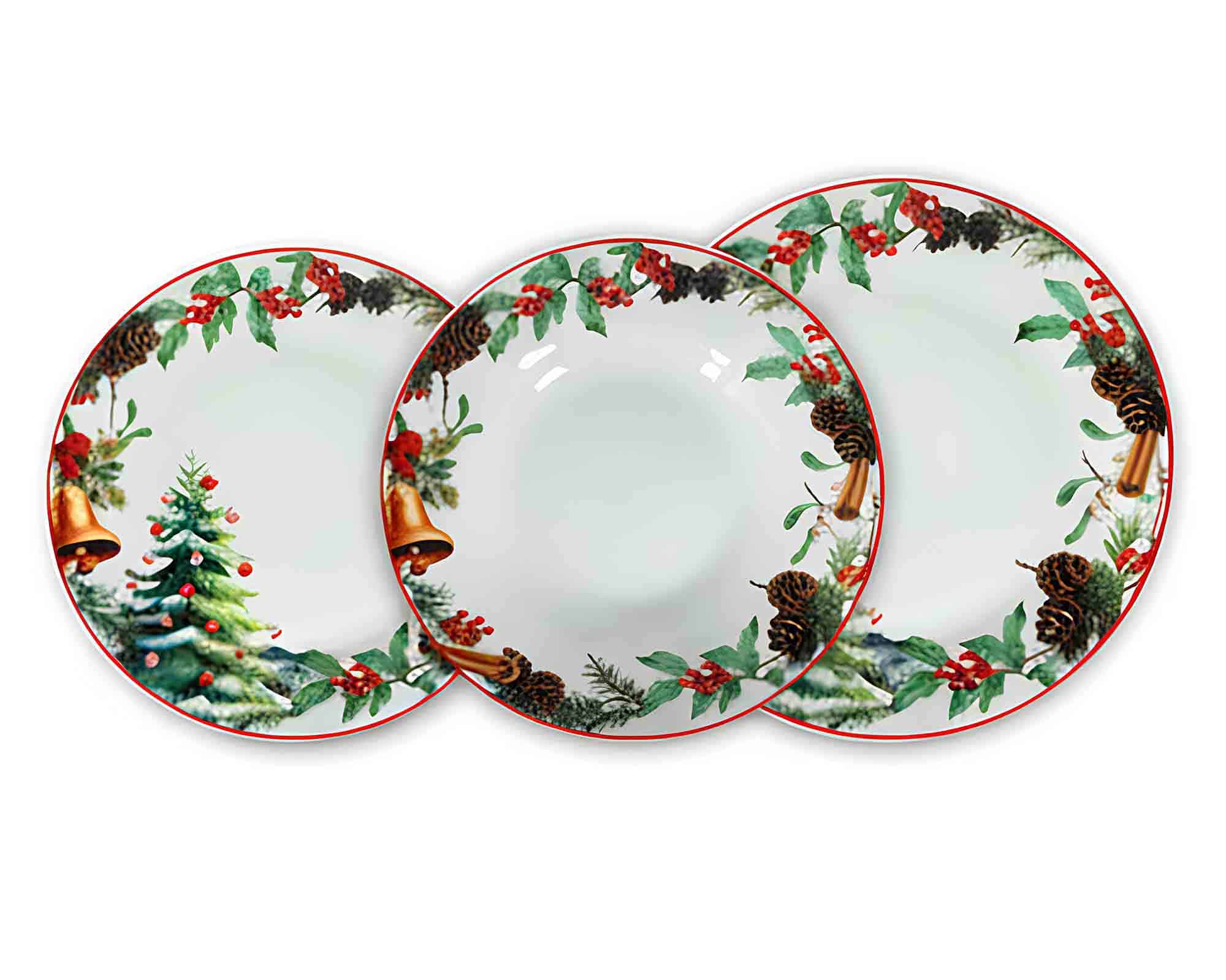 Set 3 Pz Servizio Piatti Natalizio in Porcellana - Arca - immagine 2