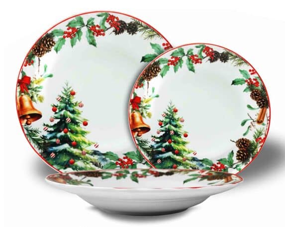 Set 3 Pz Servizio Piatti Natalizio in Porcellana – Arca