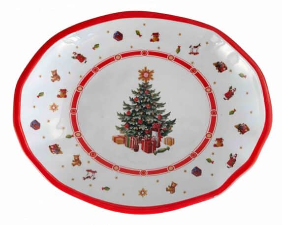 Vassoio Ovale con Albero di Natale 34x20x6,5cm in Porcellana – Arca