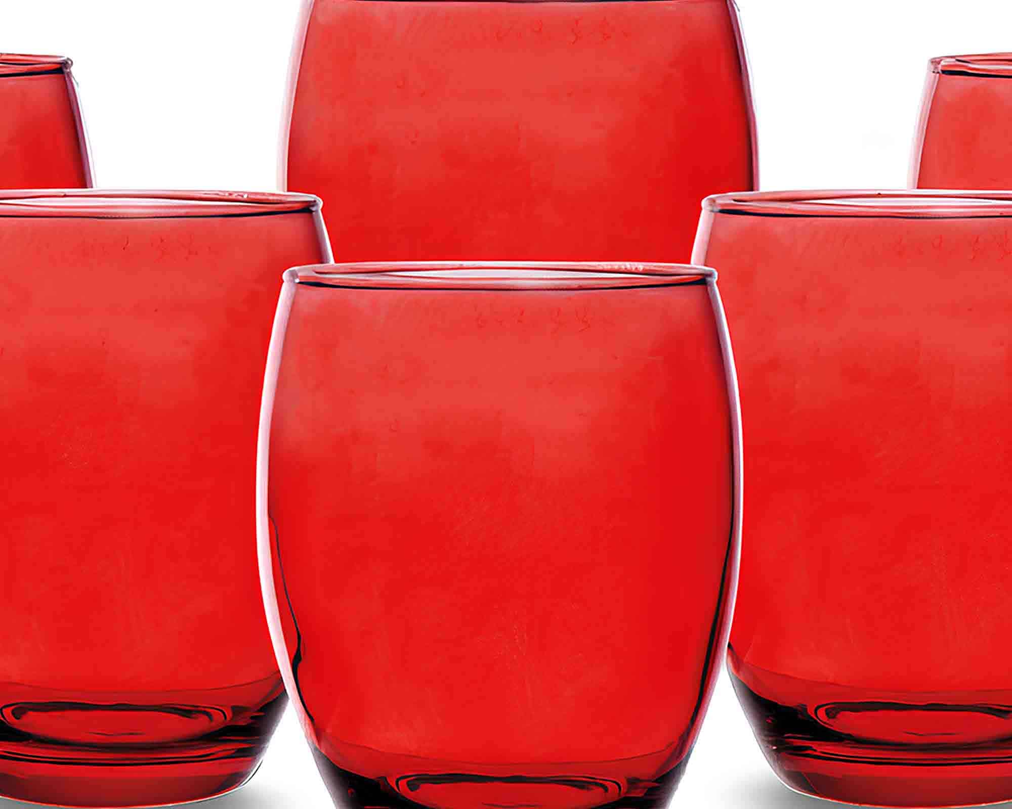 Set 6 Pz Bicchiere Rosso da 400ml in Vetro - Arca - immagine 2