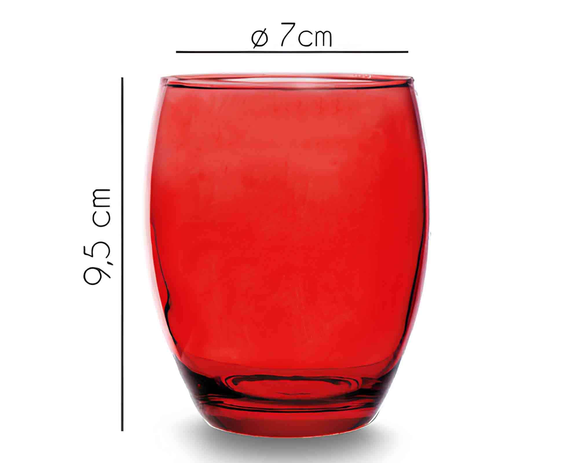 Set 6 Pz Bicchiere Rosso da 400ml in Vetro - Arca - immagine 3