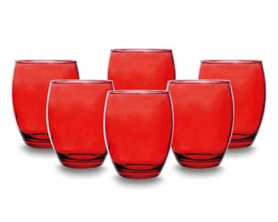Set 6 Pz Bicchiere Rosso da 400ml in Vetro – Arca