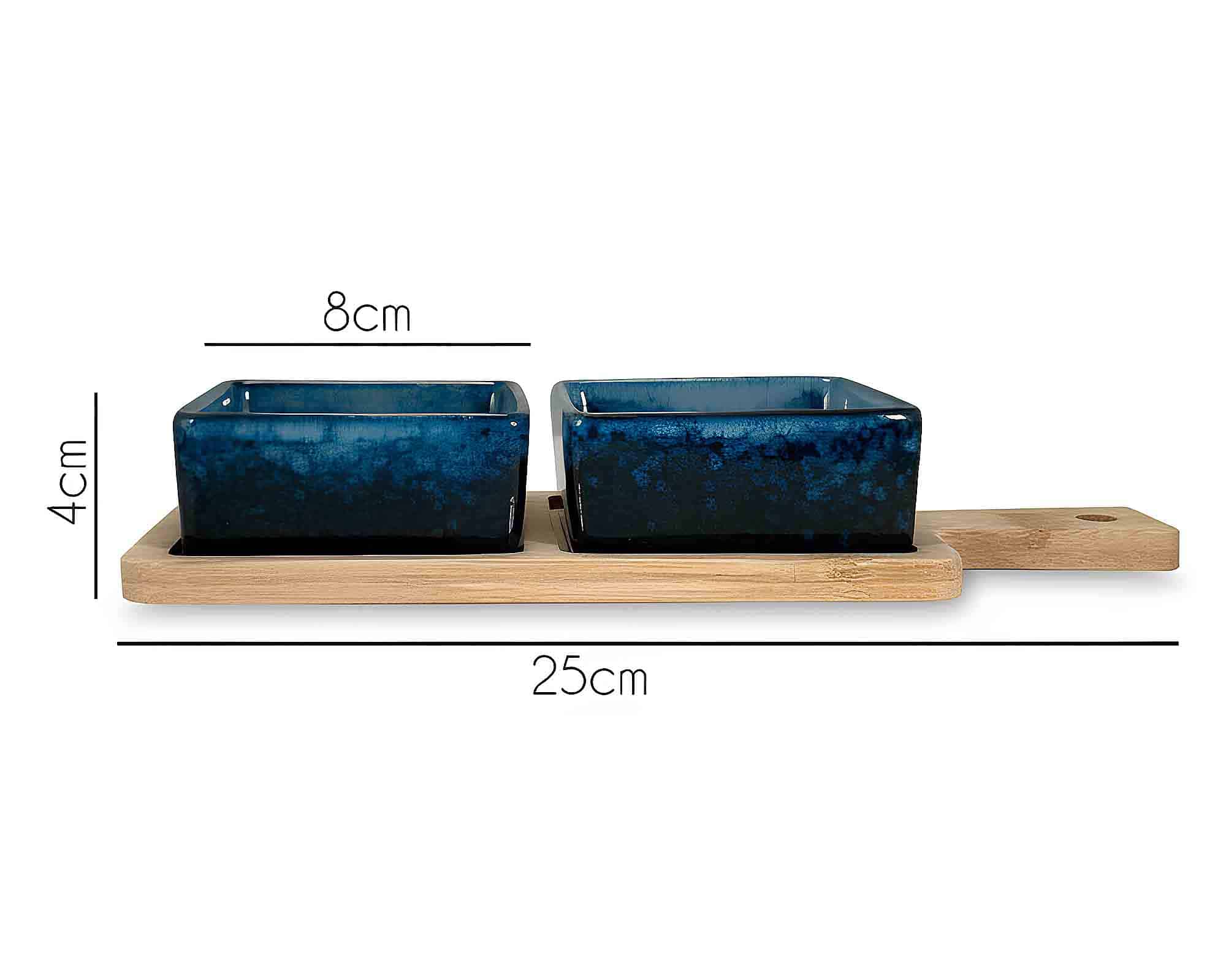 Set 3 Pz Aperitivo di Natale con Vassoio e 2 Ciotole Reactive 24x5cm in Ceramica e Bamboo - Arca - immagine 3