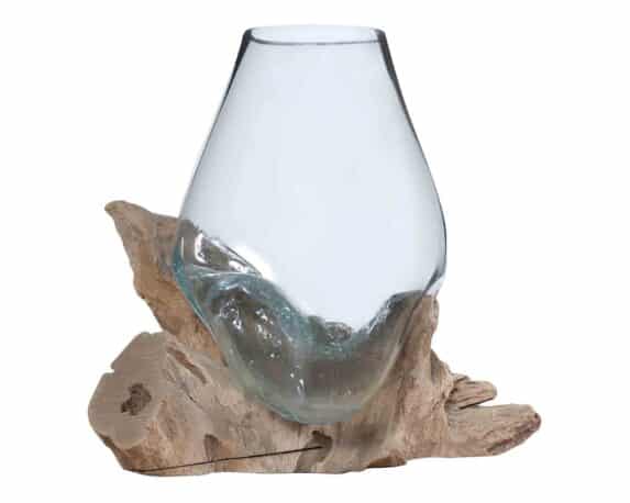 Radice Naturale con Ciotola D30x45cm in Legno di Teak e Vetro Riciclato – Agora