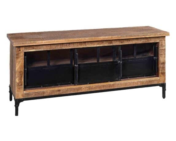 Mobile Porta TV 3 Ante Scorrevoli 155x45x66cm in Legno e Vetro – Agora