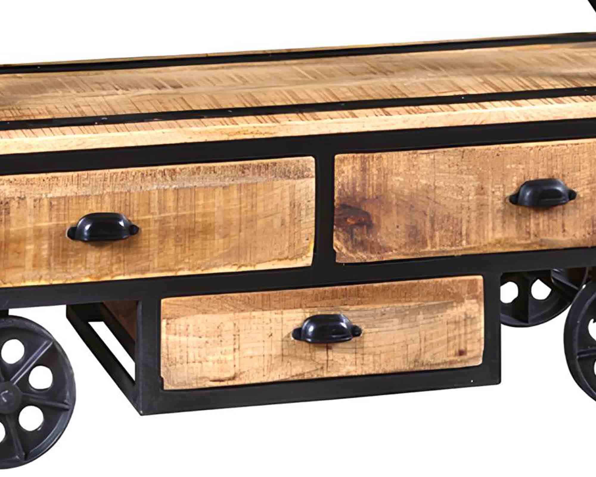 Libreria Wheel con Ruote 125x36x213cm in Legno e Ferro - Agora - immagine 2