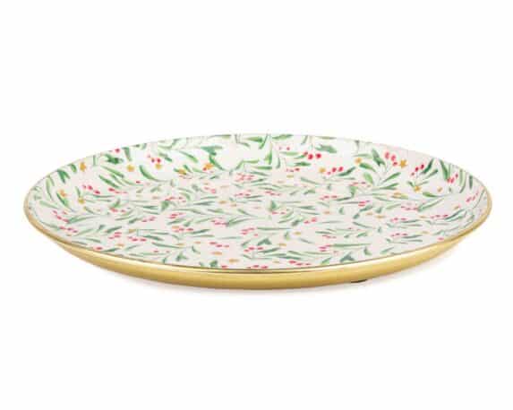 Piatto Rotondo Sylvana con Agrifoglio D30x2cm in Metallo – Bizzotto