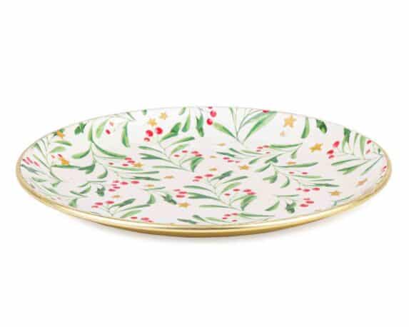 Piatto Rotondo Sylvana con Agrifoglio D20,5x2cm in Metallo – Bizzotto