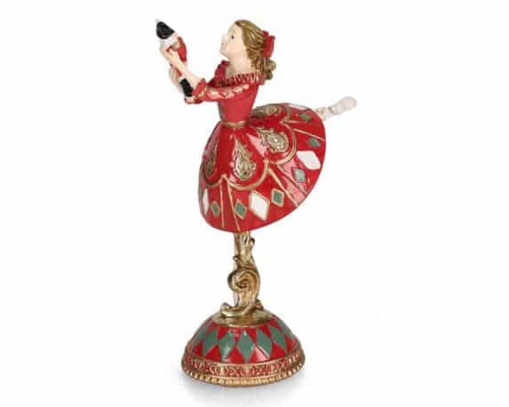 Decorazione Ballerina di Natale Jocelin Stand Rosso 16x9x21cm in Resina – Bizzotto