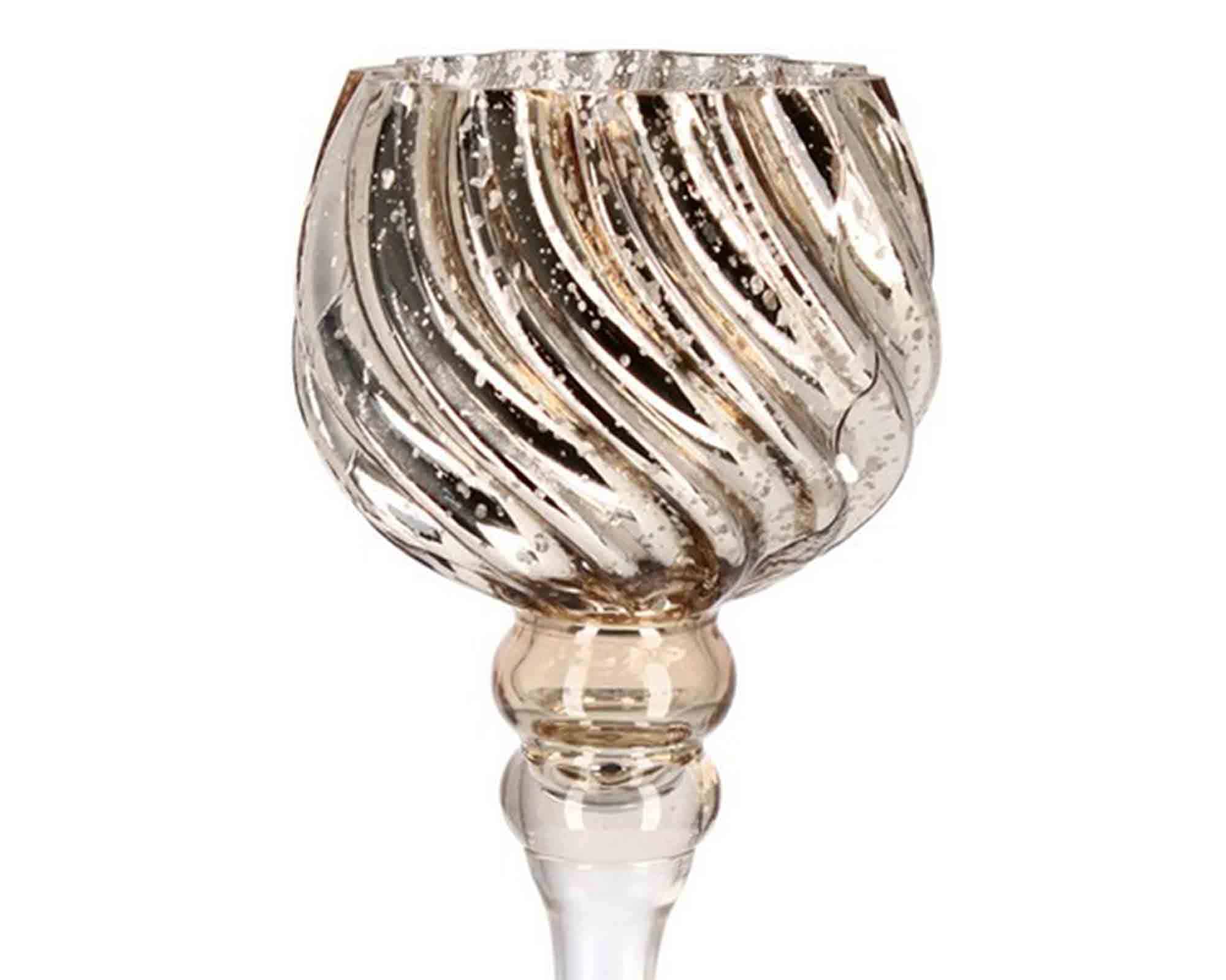 Decorazione Calice Portacandela Natalizio Isabell Large D13x40cm in Vetro - Bizzotto - immagine 2