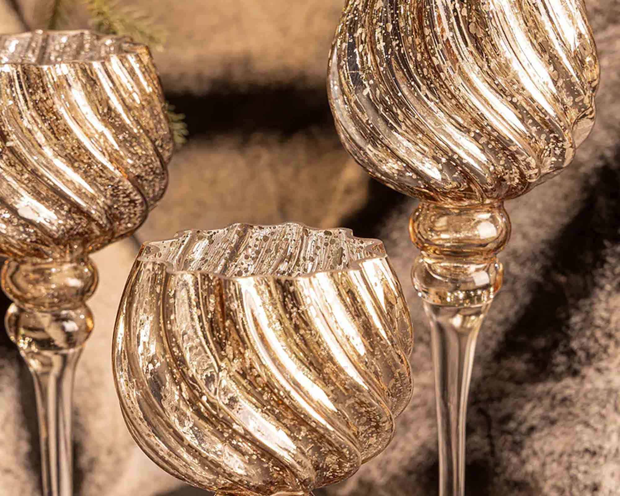 Decorazione Calice Portacandela Natalizio Isabell Large D13x40cm in Vetro - Bizzotto - immagine 3