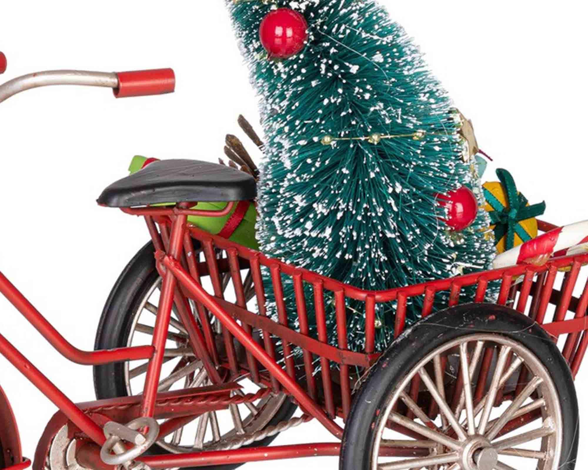 Decorazione Triciclo Rosso con Pino 26x12,5x20cm in Metallo - Bizzotto - immagine 2