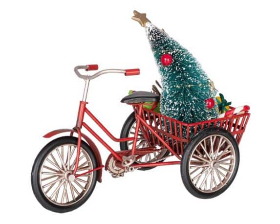 Decorazione Triciclo Rosso con Pino 26×12,5x20cm in Metallo – Bizzotto