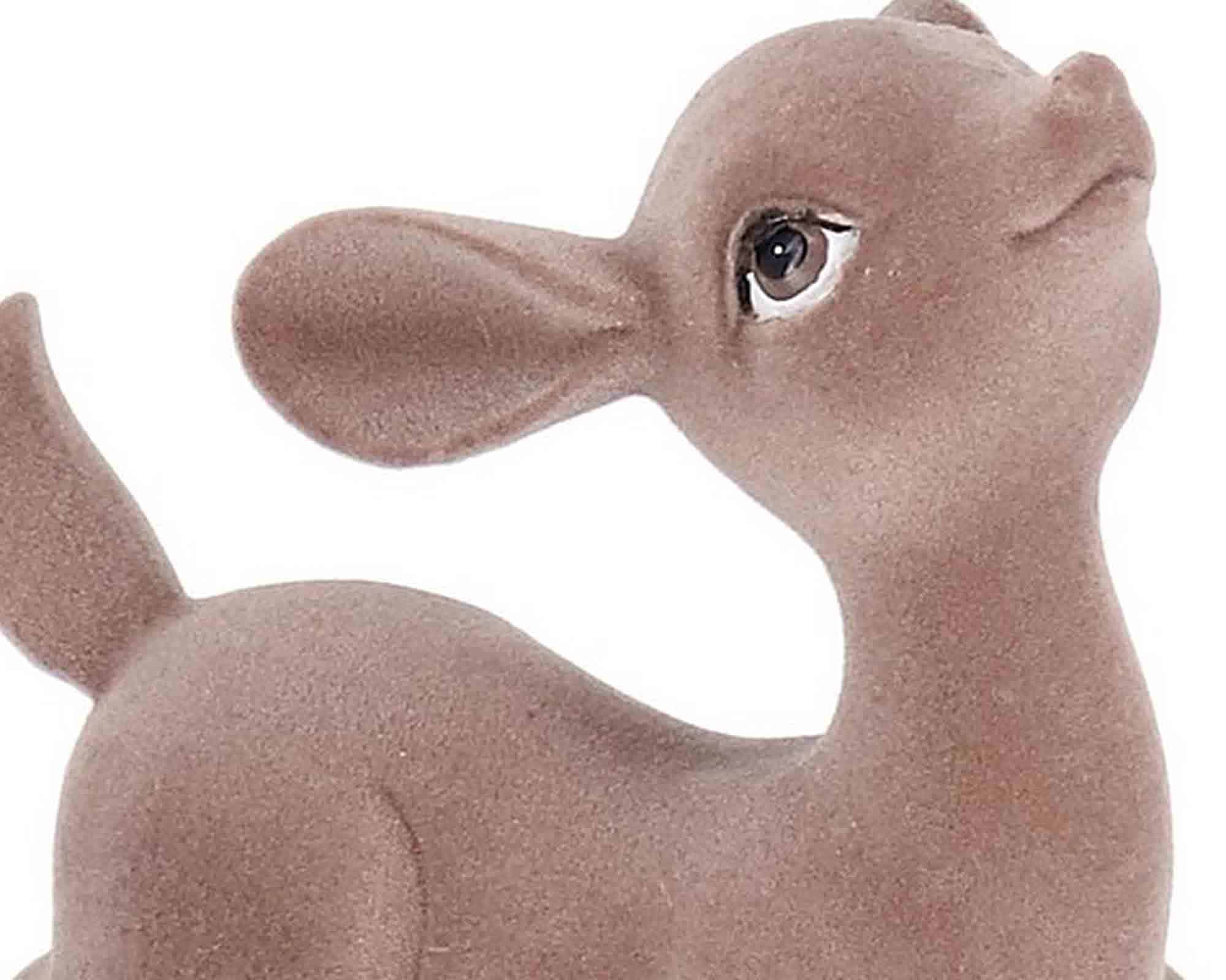 Decorazione Renna Flocking Seduto Champagne 10x6x8,5cm in Resina - Bizzotto - immagine 2