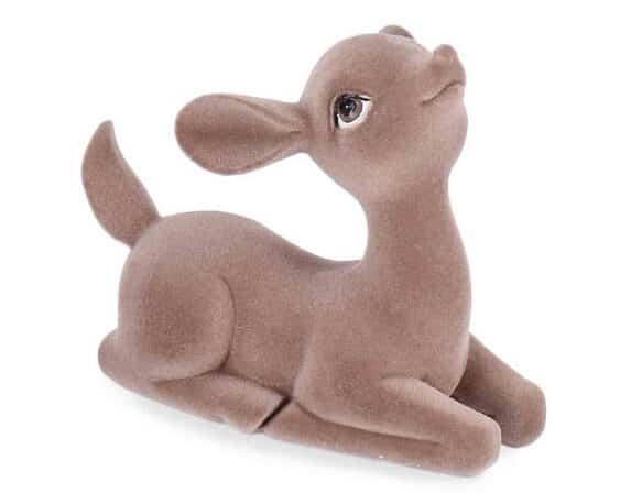 Decorazione Renna Flocking Seduto Champagne 10x6x8,5cm in Resina – Bizzotto