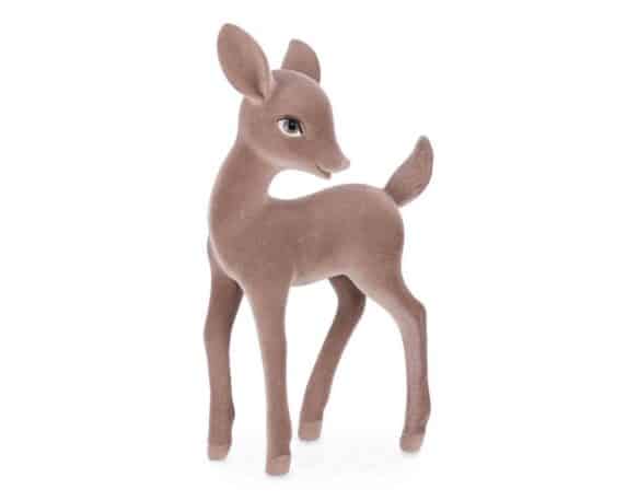 Decorazione Renna Flocking Stand Champagne 8,5x6x17cm in Resina – Bizzotto