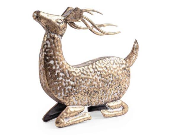 Decorazione Renna Bryanna Seduto Oro 45x10x42,5cm in Metallo – Bizzotto