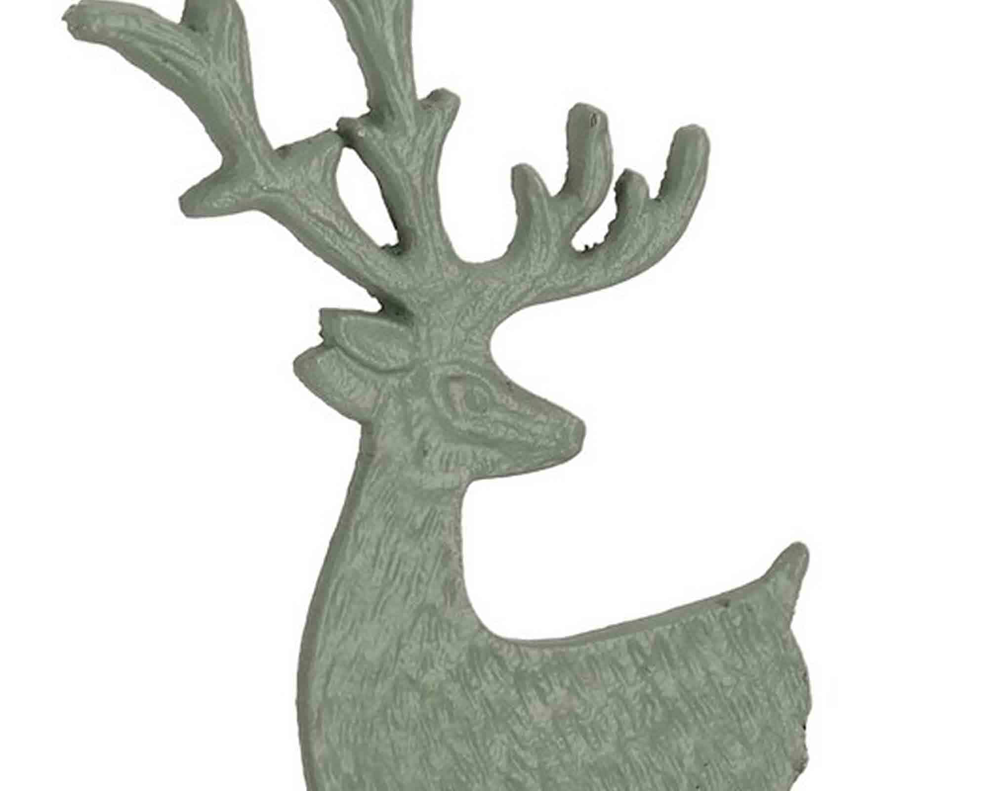 Decorazione Portacandela Verde con Renna e Base 18x5x22cm in Legno di Mango e Alluminio - Bizzotto - immagine 2