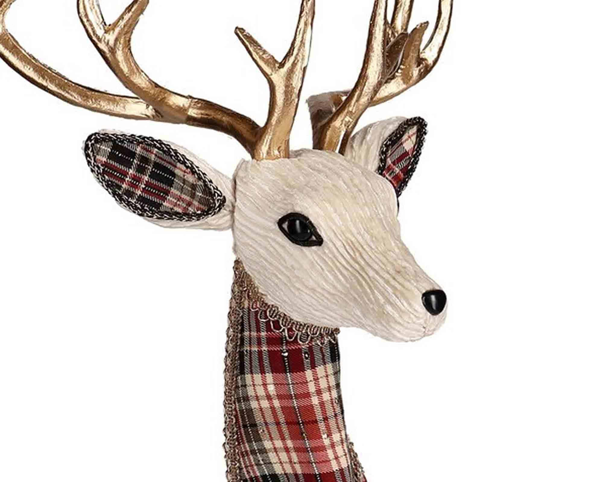 Decorazione Renna Mellony Seduto Bianco 39x21x51cm in Polistirolo e Poliestere - Bizzotto - immagine 2