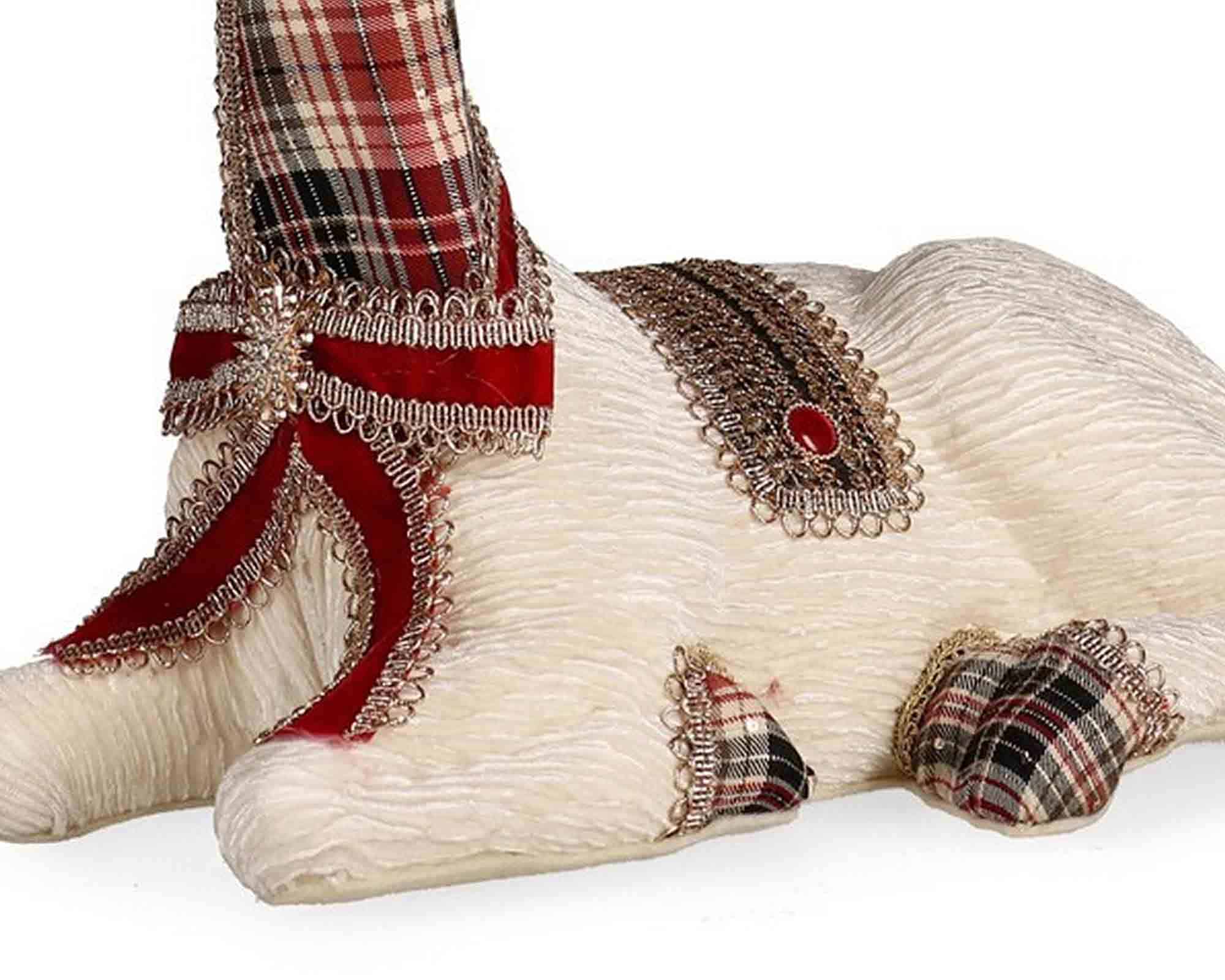 Decorazione Renna Mellony Seduto Bianco 39x21x51cm in Polistirolo e Poliestere - Bizzotto - immagine 3