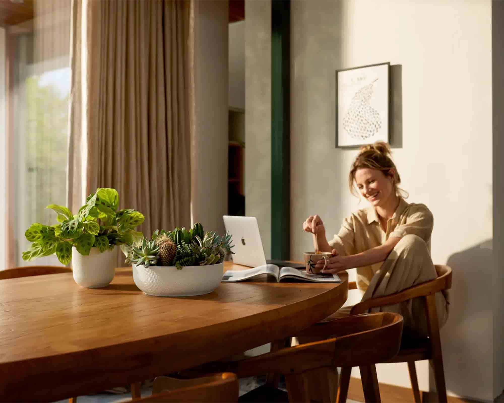 Cachepot Ciotola Jazz Silky Bianco D28x9cm in Plastica Riciclato - Elho - immagine 7