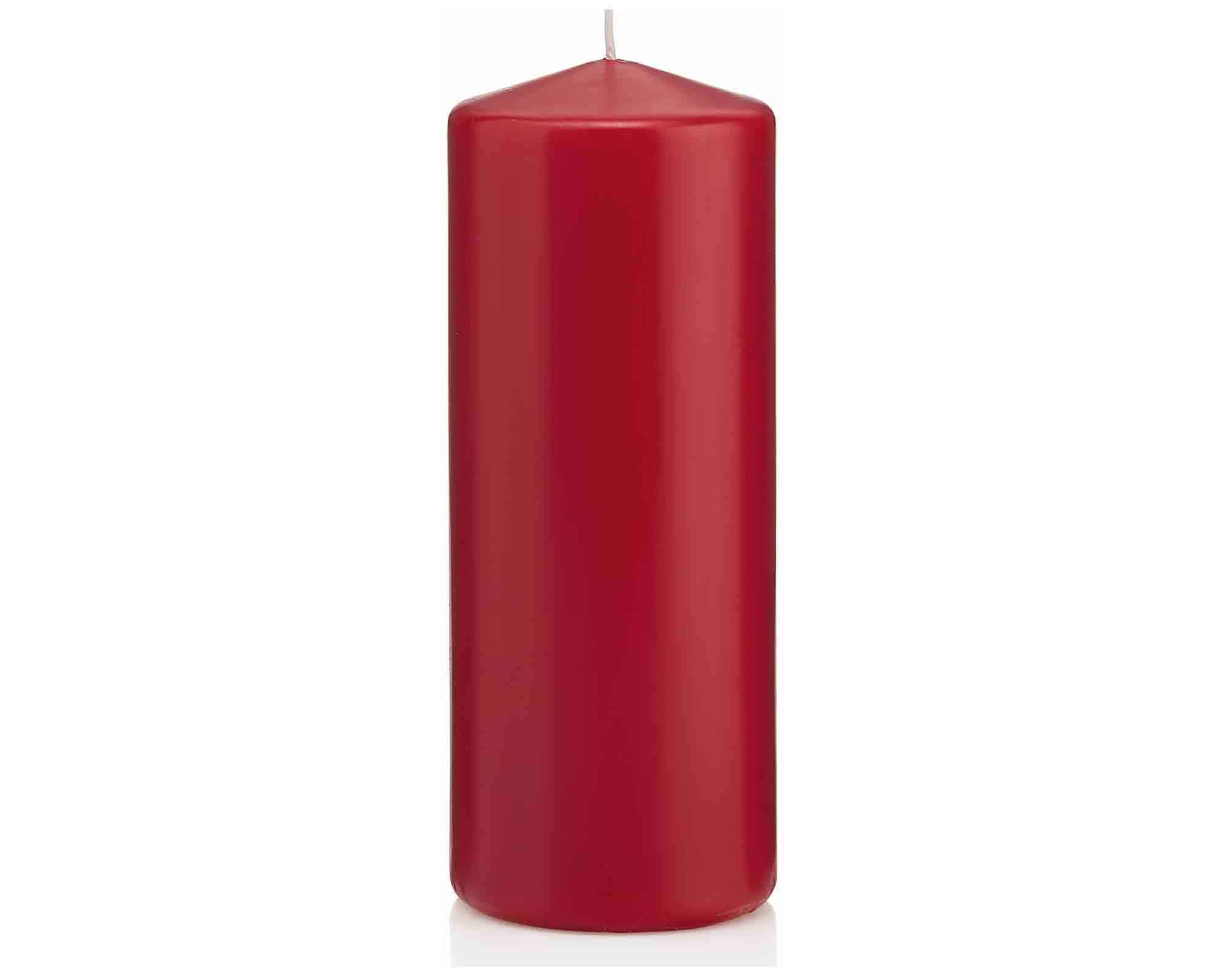 Candela a Testa Piatta a Immersione Senza Cellofan Rosso Scuro D6x15cm in Cera - Wiedemann