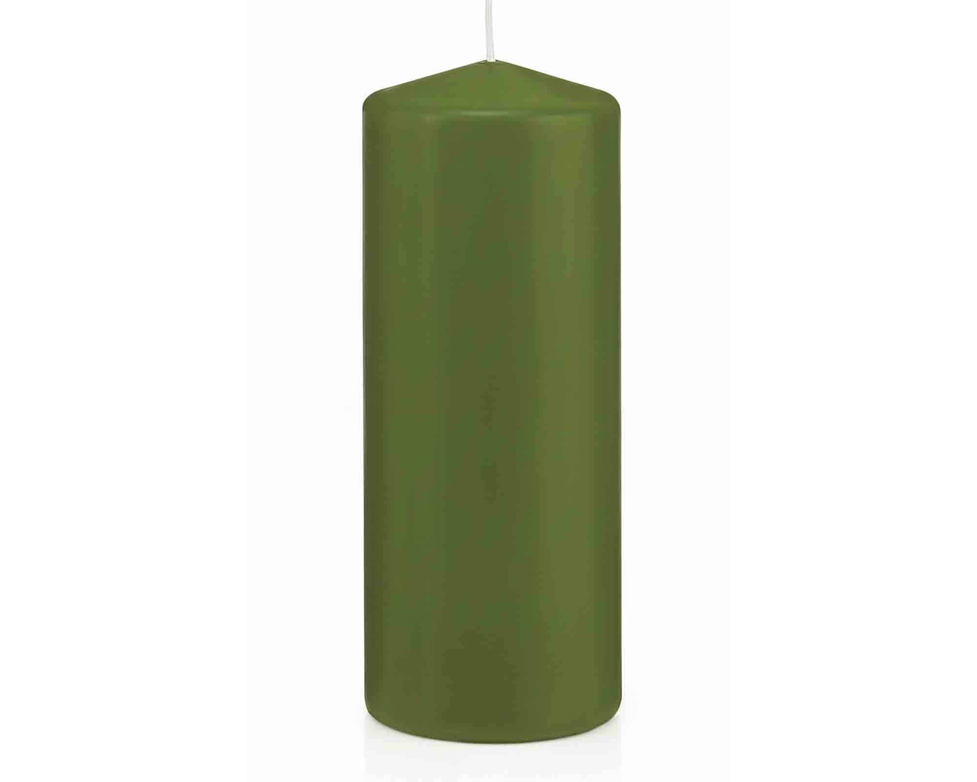 Candela a Testa Piatta a Immersione Senza Cellofan Oliva D6x15cm in Cera - Wiedemann