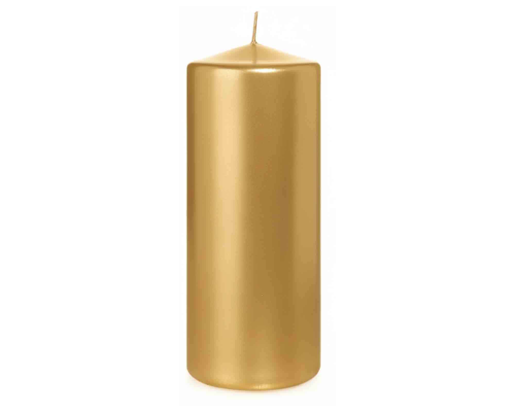 Candela a Testa Piatta Laccata con Cellofan Oro D6x15cm in Cera - Wiedemann