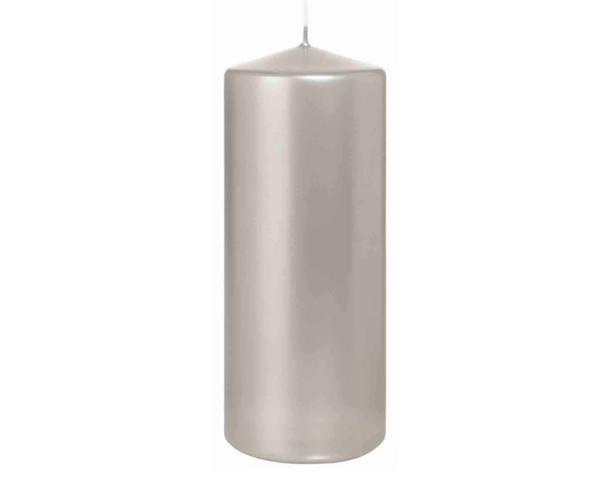 Candela a Testa Piatta Laccata con Cellofan Argento D6x15cm in Cera - Wiedemann