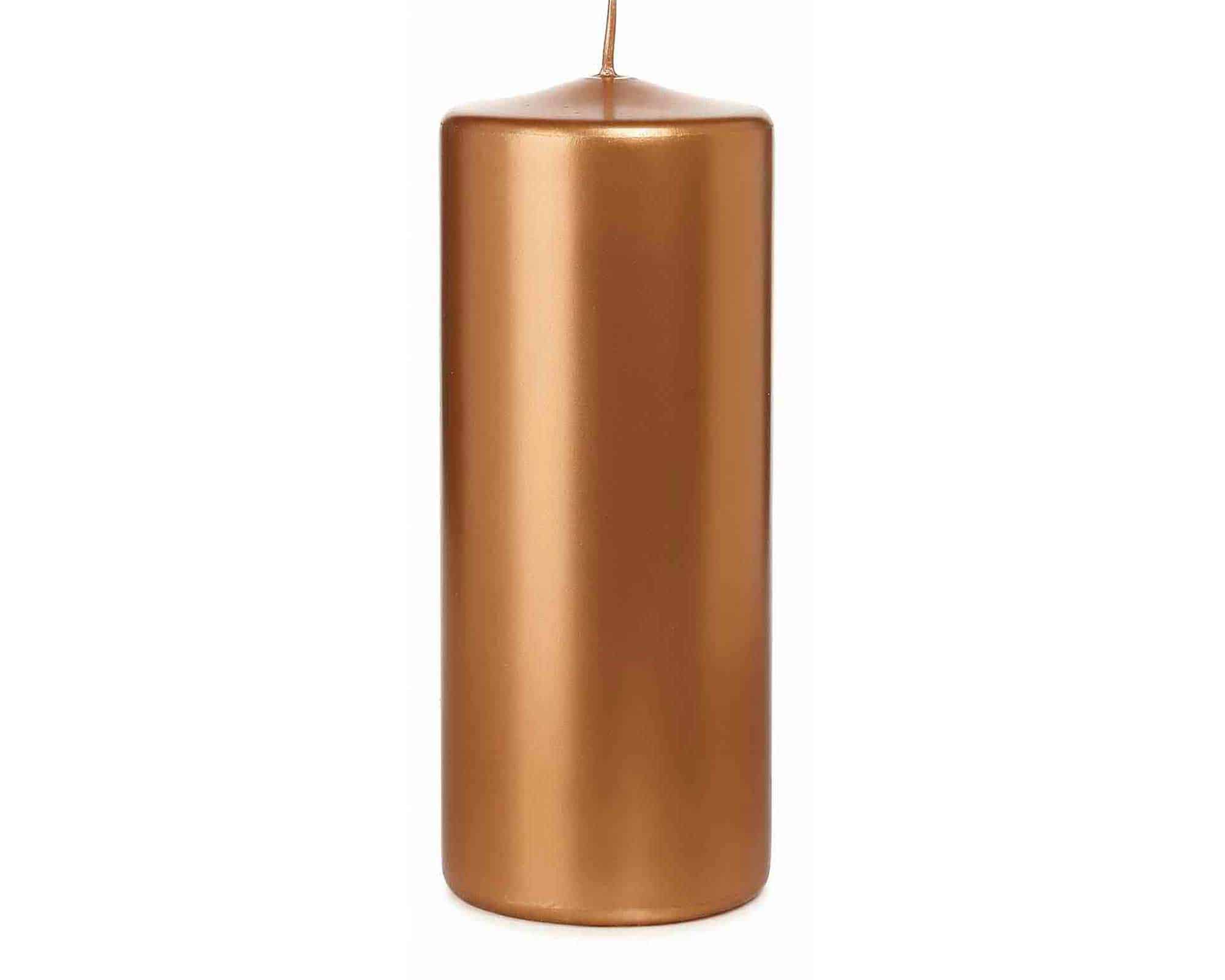 Candela a Testa Piatta Laccata con Cellofan Bronzo D6x15cm in Cera - Wiedemann