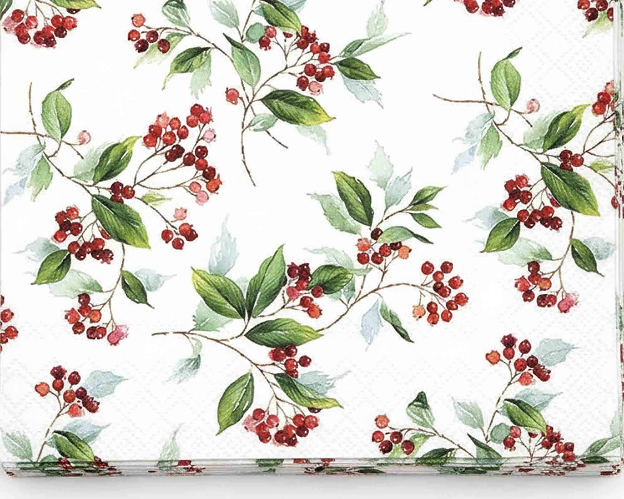 Tovaglioli Eleganti con Foliage Innevato 33x33cm in Carta - immagine 2