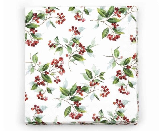 Tovaglioli Eleganti con Foliage Innevato 25x25cm in Carta