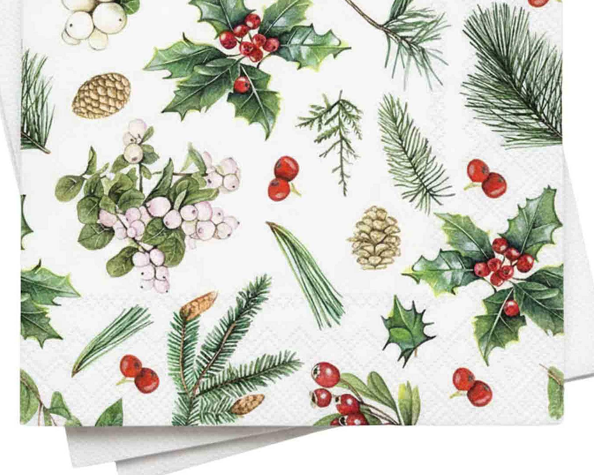 Tovaglioli con Greenery Innevato 33x33cm in Carta - immagine 2