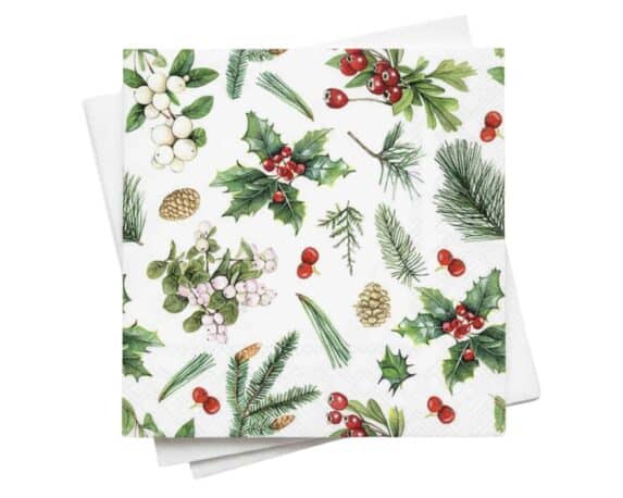 Tovaglioli con Greenery Innevato 33x33cm in Carta