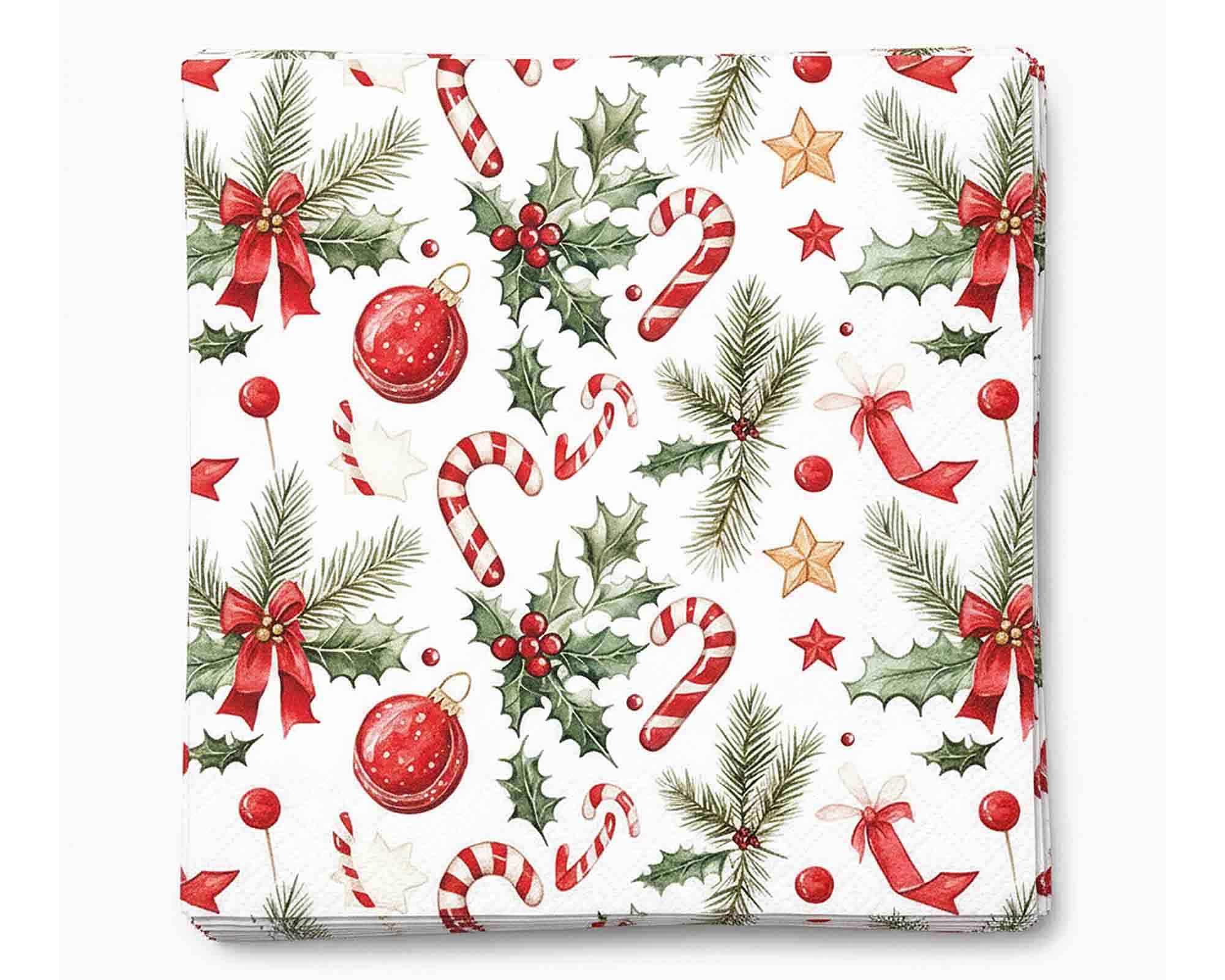 Tovaglioli con Elementi Natalizi 33x33cm in Carta