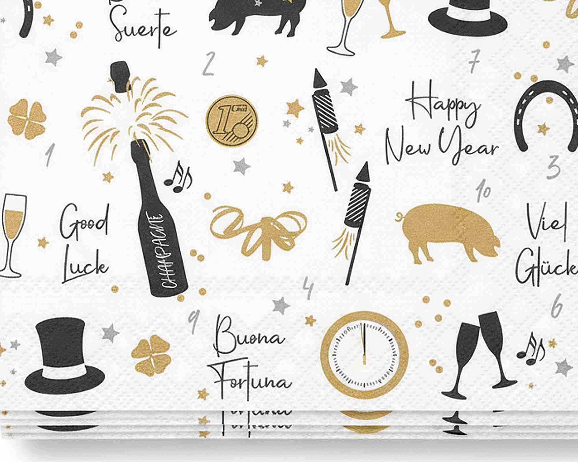 Tovaglioli Eleganti per Capodanno 33x33cm in Carta - immagine 3